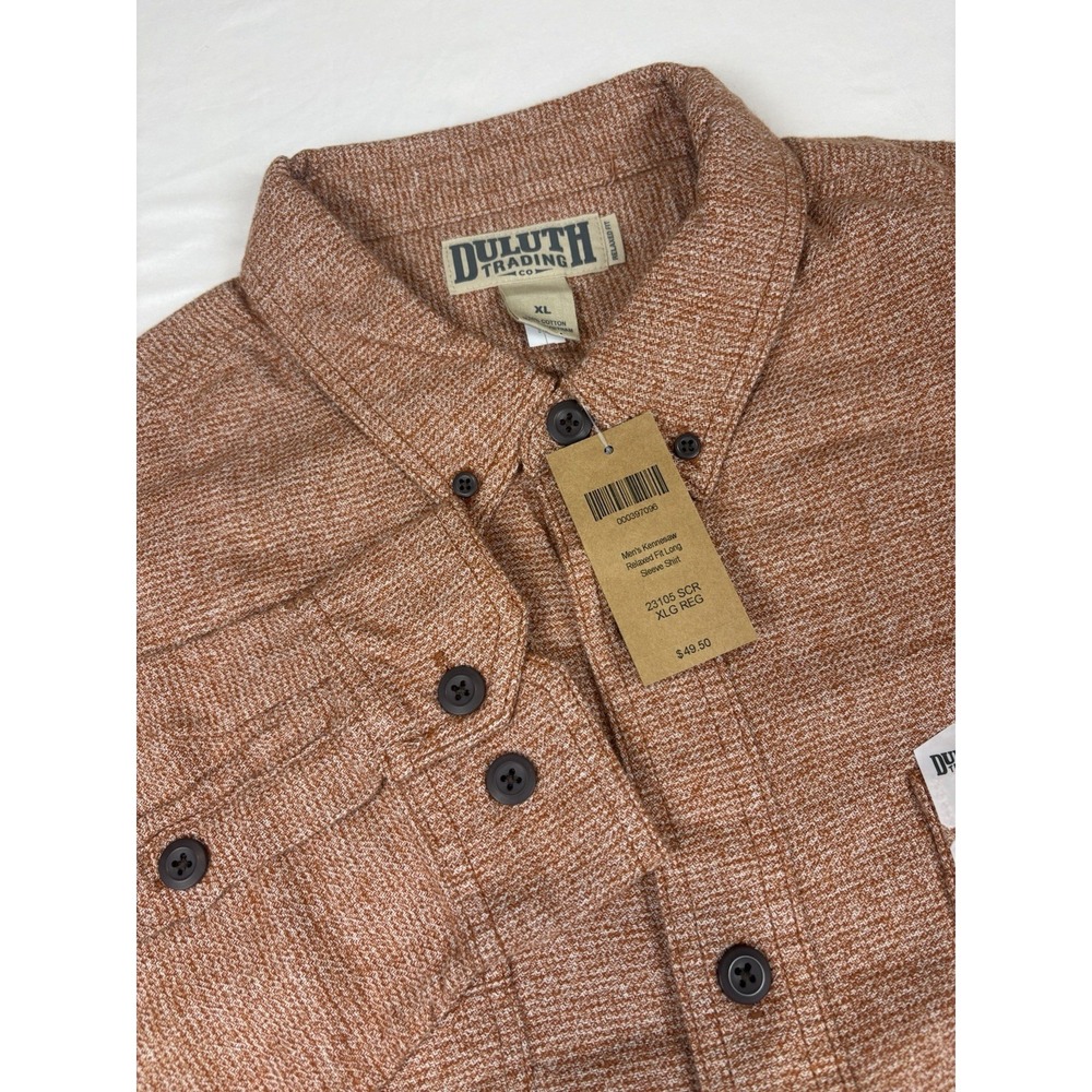 NWT Duluth Trading Flannel Shirt Kennesaw Relax Fit Long Sleeve Men's XL Orange - Picture 2 of 15